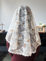 Load image into Gallery viewer, &quot;The Strife is O&#39;er&quot; Floral Printed Lace Princess Veil (White / Floral)
