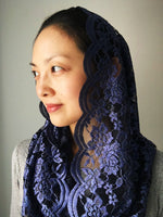 Load image into Gallery viewer, Our Lady of the Immaculate Conception Infinity Chapel Veil (Blue-Purple &amp; Black)
