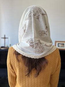 PRE-ORDER St. Teresa Margaret of the Sacred Heart Cotton Infinity Veil (Cream/Brown)