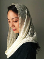 Load image into Gallery viewer, Our Lady of Czestochowa Infinity Chapel Veil / Mantilla (Light Cream)
