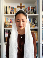 Load image into Gallery viewer, "1 Samuel 1:27-28" 3D Embroidery Cotton Wrap Veil (White)
