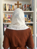 Load image into Gallery viewer, "1 Samuel 1:27-28" 3D Embroidery Cotton Wrap Veil (White)
