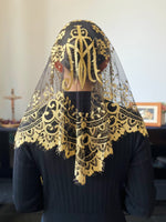 Load image into Gallery viewer, &quot;Ave Maria&quot; Spanish Lace Mantilla (White / Black / Gold &amp; Black)
