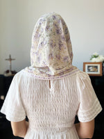 Load image into Gallery viewer, PRE-ORDER &quot;God of Mercy and Compassion&quot; Floral Chiffon Infinity Veil (Light purple / Cream)
