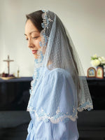 Load image into Gallery viewer, &quot;Guide of Travellers&quot; Dotted Tulle D Mantilla (Sky blue)
