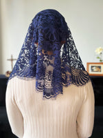 Load image into Gallery viewer, &quot;Lucia&quot; Spanish Style Lace Mantilla (Navy)
