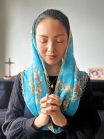 Load image into Gallery viewer, Our Lady of China Sky Blue Floral Infinity Veil (Blue / Floral)
