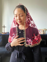 Load image into Gallery viewer, Our Lady of China Red Peony Floral D Mantilla (Red / Floral)
