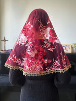 Load image into Gallery viewer, Our Lady of China Red Peony Floral D Mantilla (Red / Floral)
