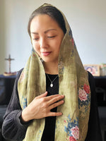 Load image into Gallery viewer, Our Lady of China Vintage Gold Floral Wrap Veil (Gold / Floral)
