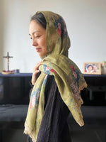 Load image into Gallery viewer, Our Lady of China Vintage Gold Floral Wrap Veil (Gold / Floral)

