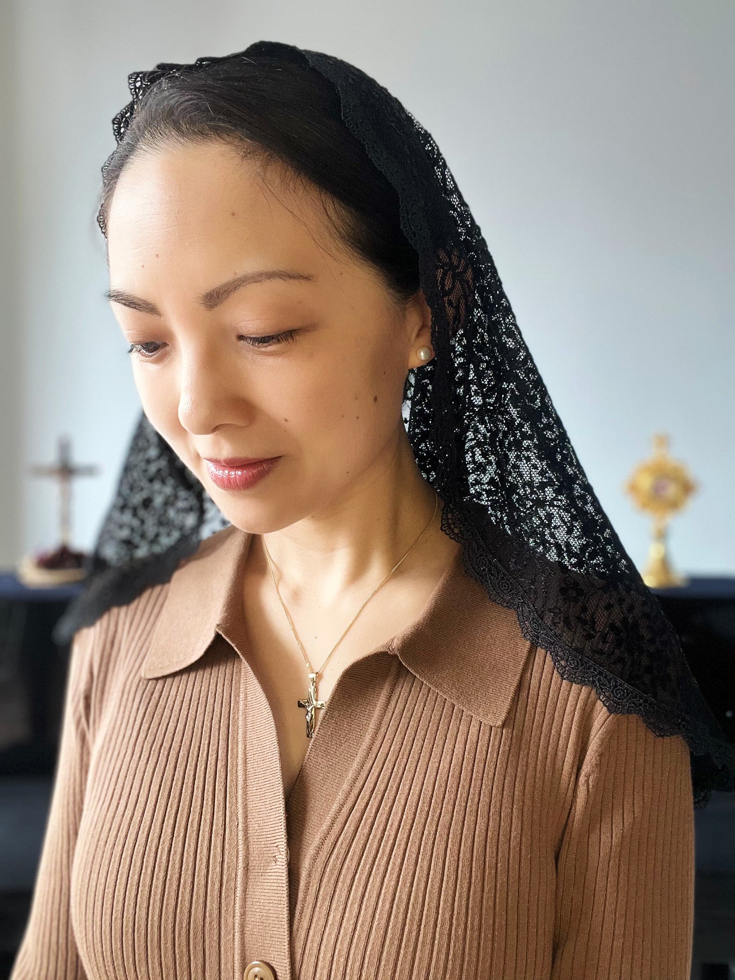 Pope Francis Lace Princess Veil (Black)