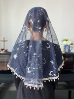 Load image into Gallery viewer, “Powers&quot; Moon &amp; Stars Tulle Princess Veil (Navy / Silver)
