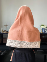 Load image into Gallery viewer, &quot;Princes and Principalities&quot; Soft Cotton Wrap Veil (Apricot / Cream)
