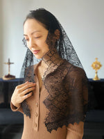 Load image into Gallery viewer, St. Peter Chantilly Lace D Mantilla (Black)

