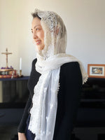Load image into Gallery viewer, PRE-ORDER Easter Flower Rectangular Wrap Veil (White)
