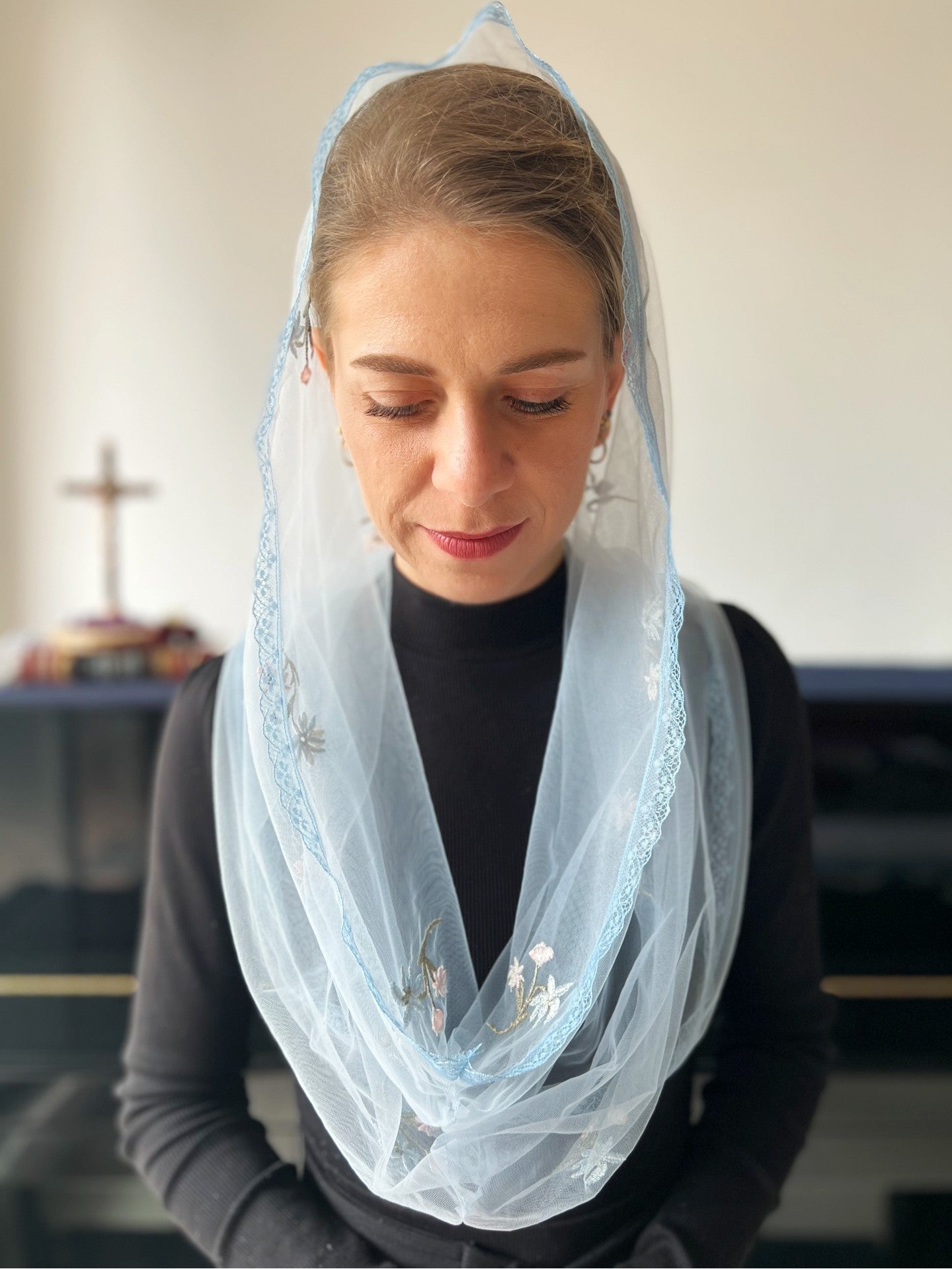 PRE-ORDER Our Lady's Purity Infinity Chapel Veil (Light Blue)