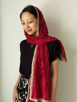 Load image into Gallery viewer, Our Lady of Hrushiv Wrap Veil (Deep Red)
