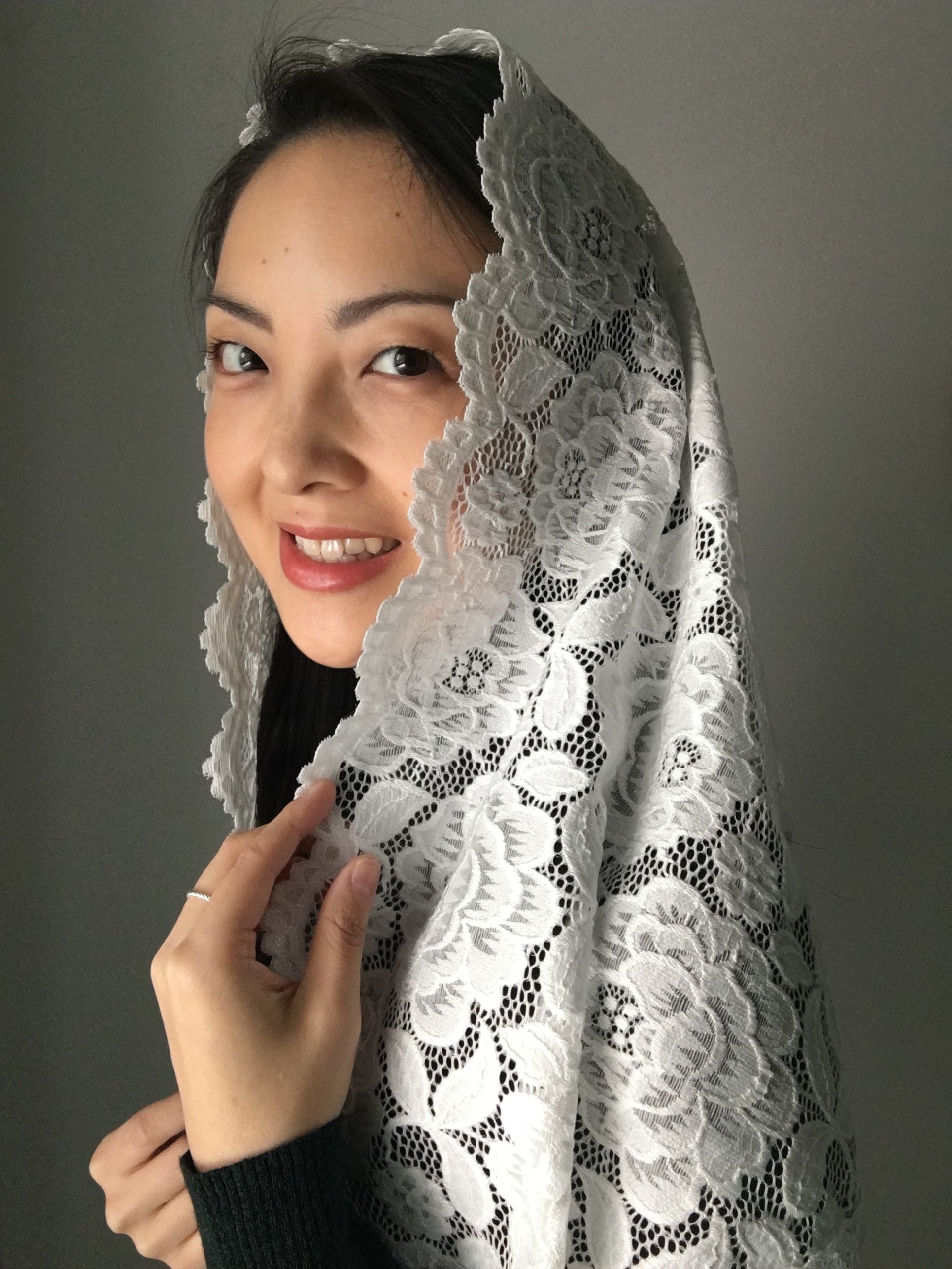 Evintage Veils~ Traditional Soft Lace French Chapel Veil Mantilla: Infinity or D Shape, Ivory or Black