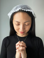 Load image into Gallery viewer, Our Lady of the Miraculous Medal Chantilly Lace Princess Veil (White)
