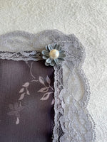 Load image into Gallery viewer, St. Agnes Floral Chiffon D-Mantilla (Aubergine Purple / Grey)
