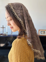 Load image into Gallery viewer, St. Elizabeth of the Trinity Oval Princess Veil (Mocha Brown)

