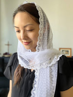 Load image into Gallery viewer, PRE-ORDER St. Margaret of Antioch Dotted Tulle Wrap Veil (White)
