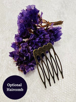 Load image into Gallery viewer, St. Agnes Floral Chiffon D-Mantilla (Aubergine Purple / Grey)
