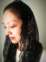 Load image into Gallery viewer, Black Tulle Infinity Chapel Veil
